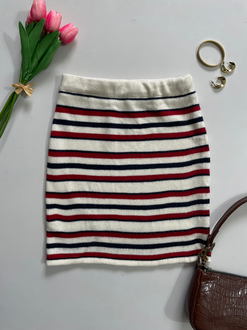 Striped Tweed Skirt - Waist 26 to 28