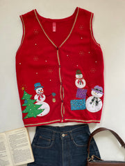 Embroidered Christmas Sweater Vest-Bust 46