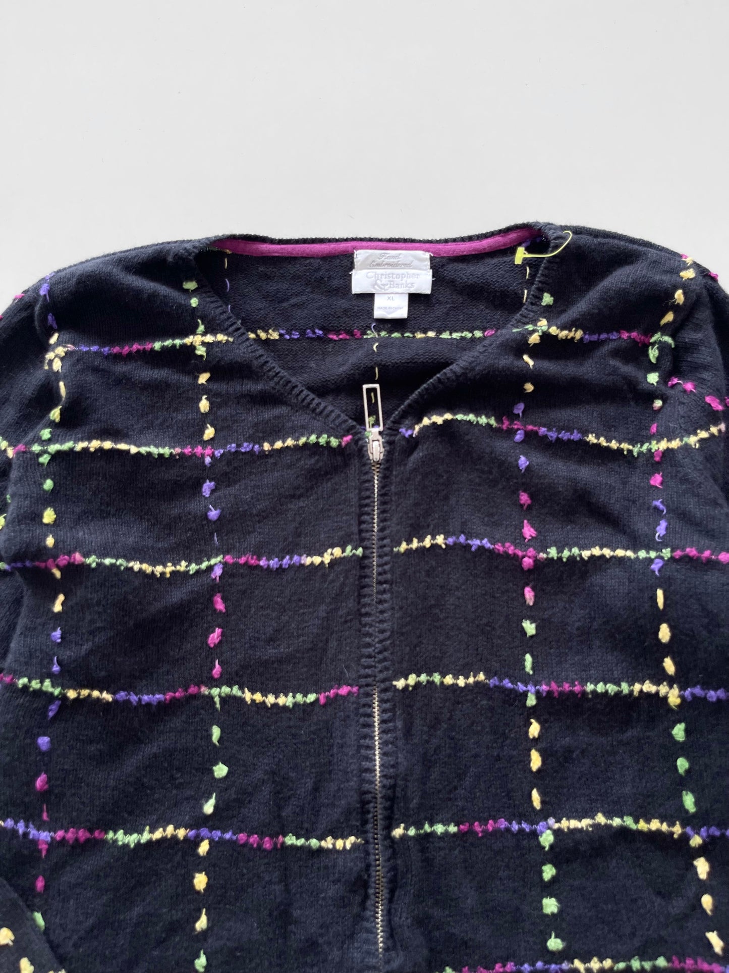 Christopher & Banks Embroidered Vintage Zipper-Bust 44