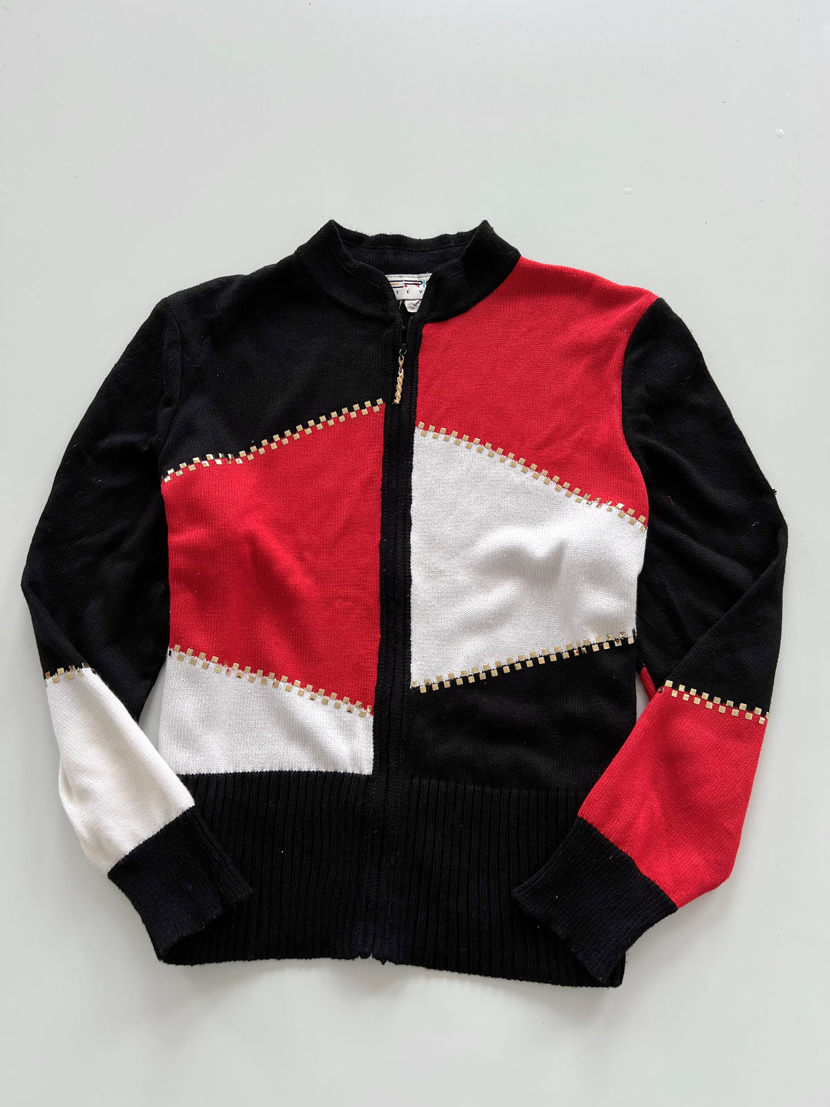 Steven Embroidered Zipper Sweater-Bust 46