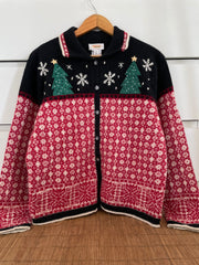 Talbots 100% Wool Embroidered Christmas Sweater-Bust 42