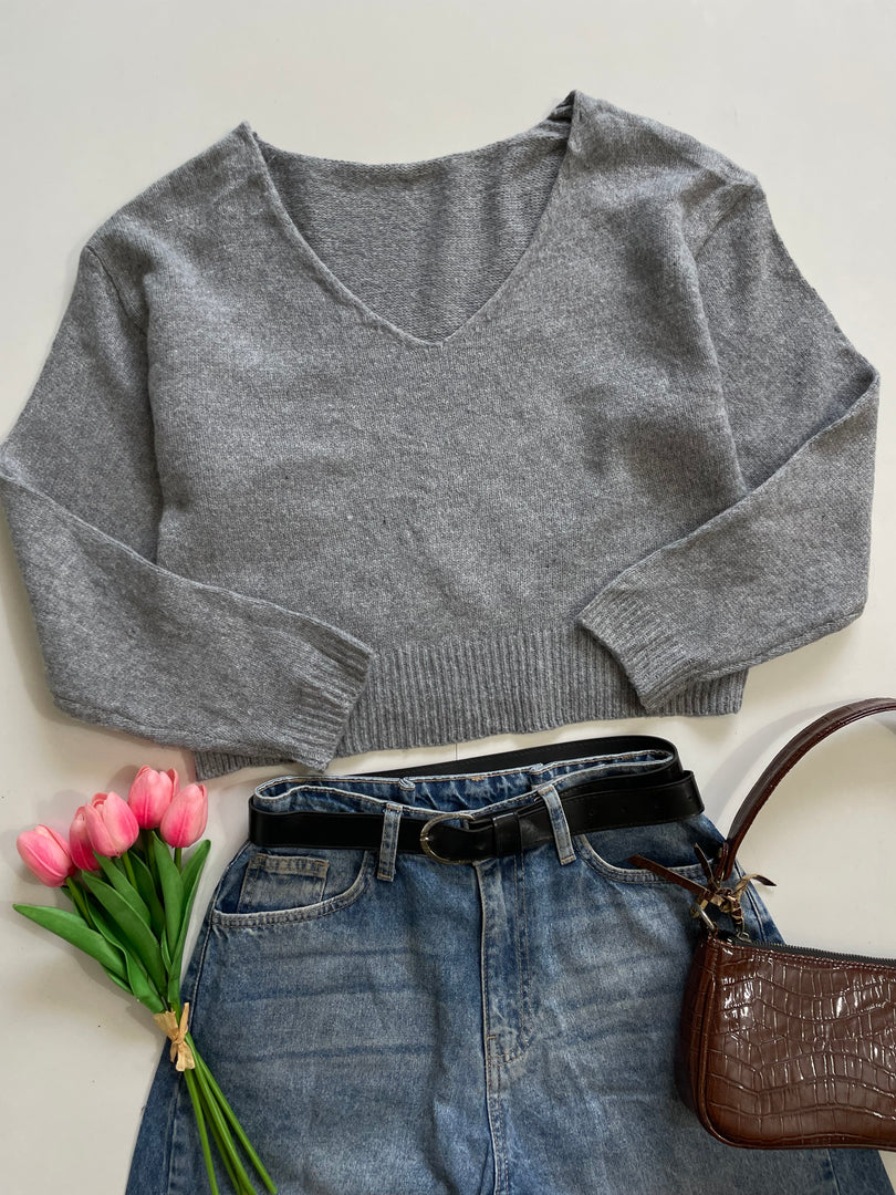 Grey Soft Chunky Sweater-Bust 40