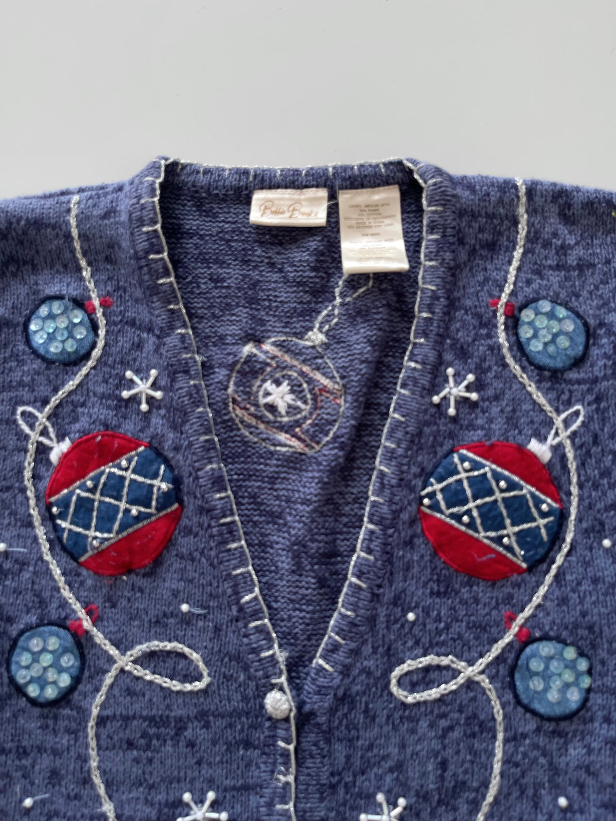 Bobbie Brooks Embroidered Christmas Vest Sweater-Bust 40