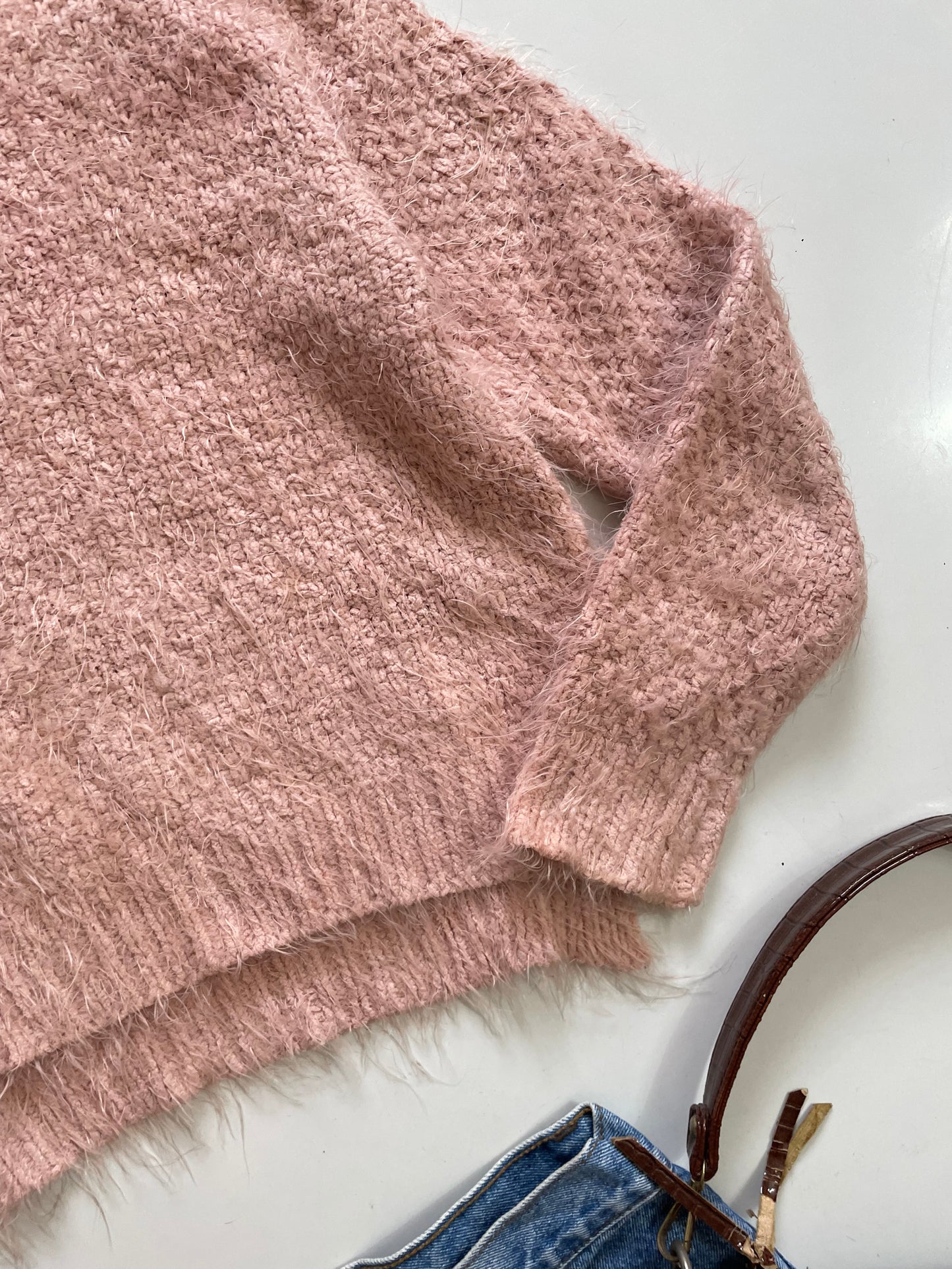 Blush Pink Fuzzy Sweater-Bust 34 to 36