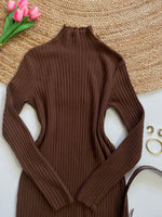 Load image into Gallery viewer, Ribbed Turtle Neck Warm Winter Dress - Bust 34 to 38
