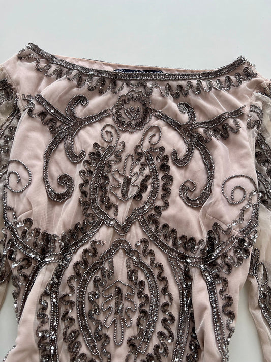 Pisarro Nights Heavily Embroidered Dress-Bust 36