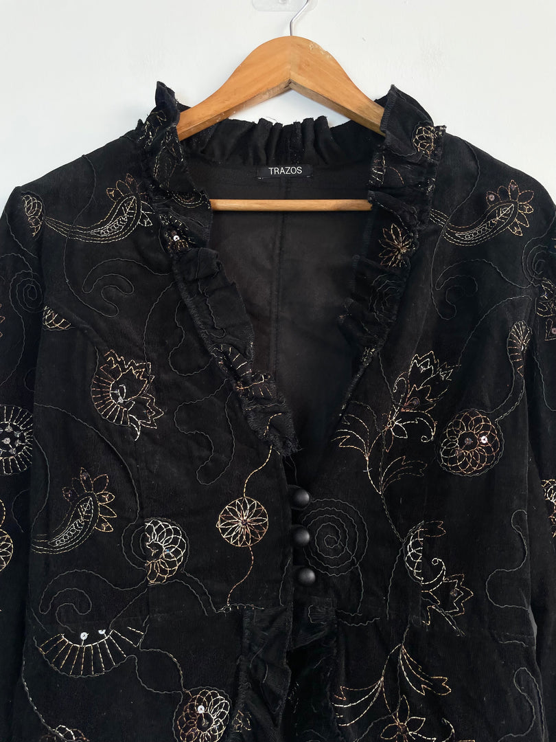 Trazos Corduroy Embroidered Vintage Blazer-Bust 38