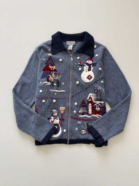 B.P.Design Christmas Embroidered Zipper Sweater-Bust 42