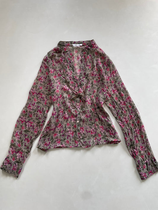 Ruffle Sheer Shirt-Bust 36