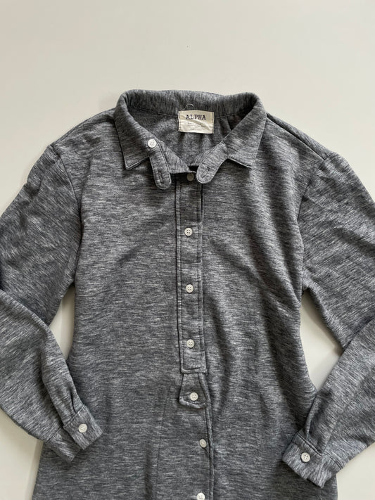 ALPHA BUTTONDOWN GREY WOOLLEN DRESS - 40 to 42