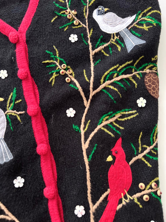 Mercer Street Studio Embroidered Vest Sweater-Bust 40