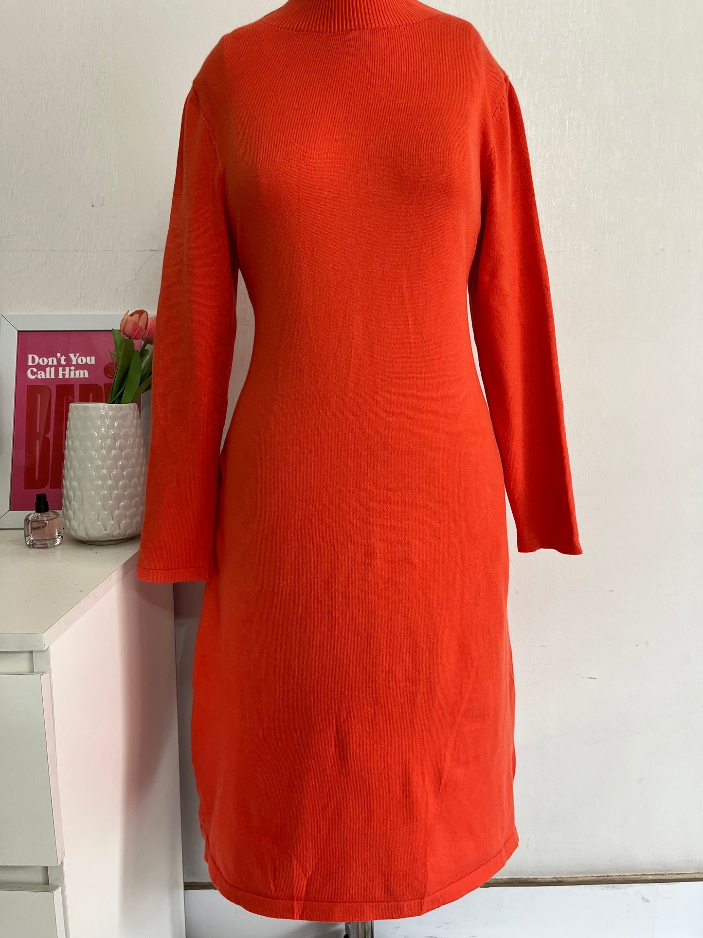 ORANGE TURTLE NECK WINTER DRESS - BUST 34 TO 40