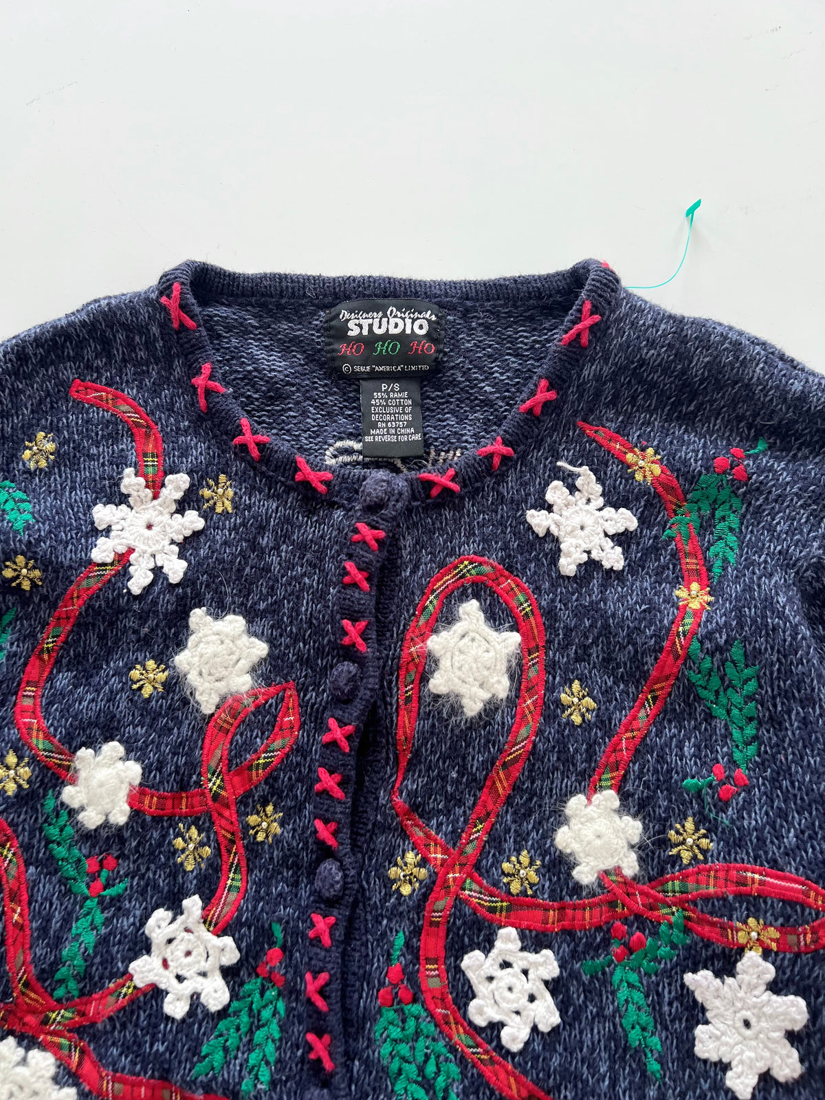 Studio Embroidered Christmas Sweater-Bust 36