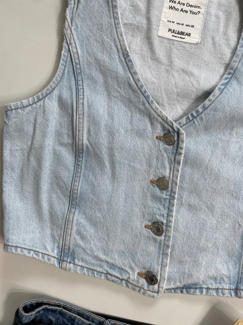 Pull & Bear Denim Waistcoat-Bust 36