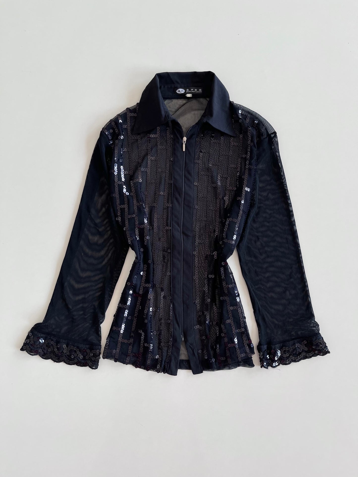 Sequin Vintage Sheer Top-Bust 42 to 44