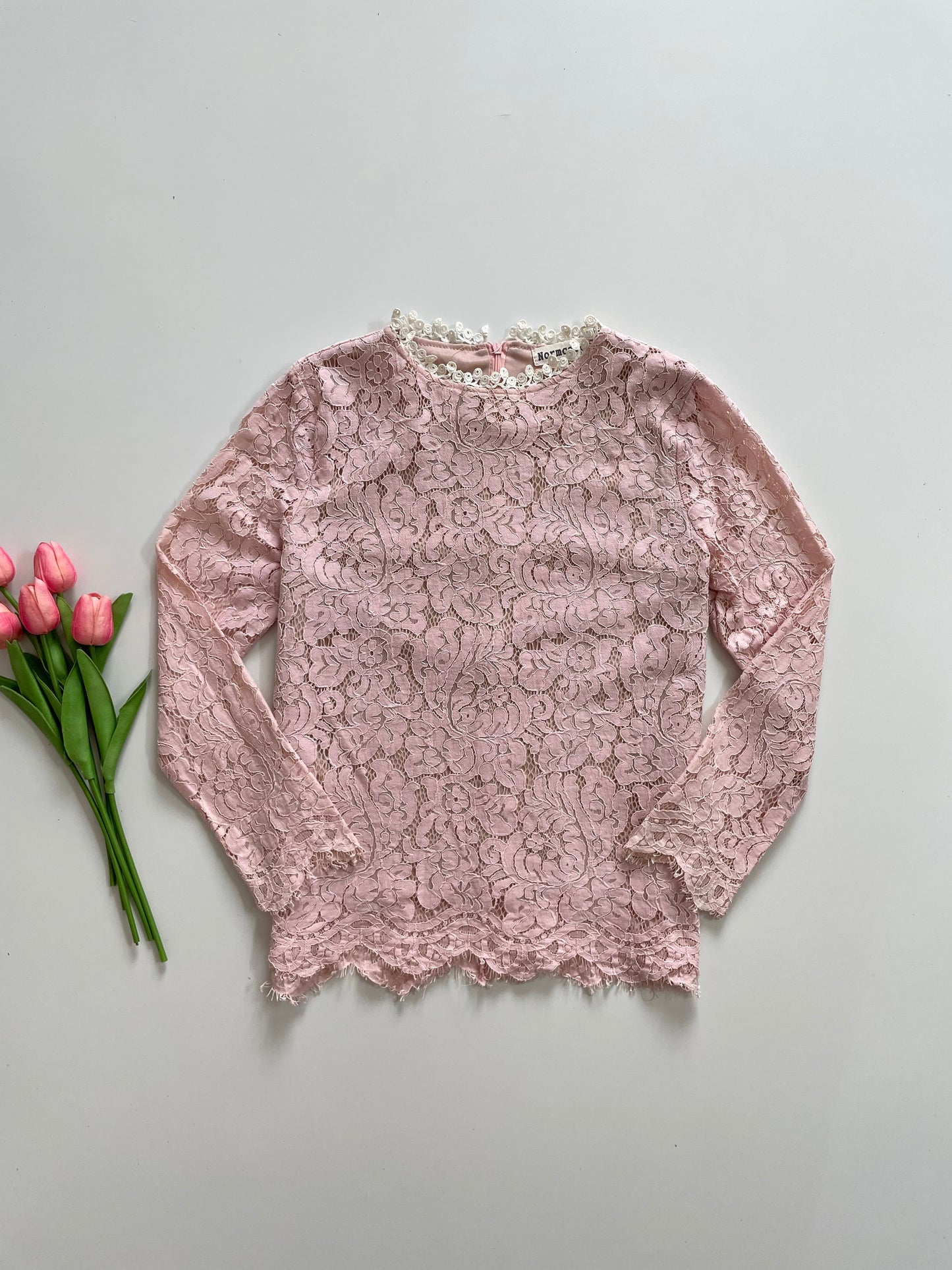 NORMCORE BABY PINK LACE FULLY LINED TOP - BUST 36