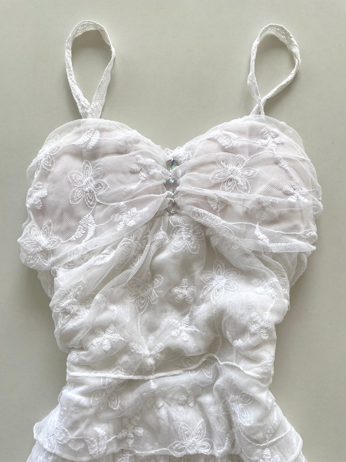 Vintage Ruffle & Lace Dress-Bust 30 to 32
