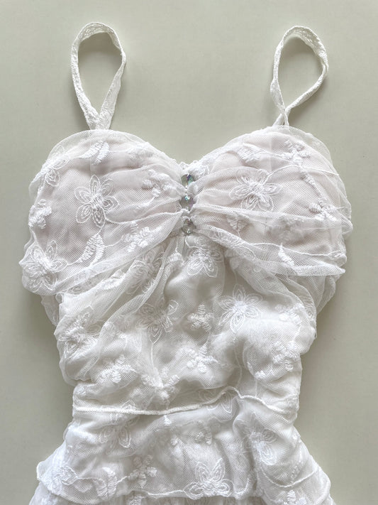 Vintage Ruffle & Lace Dress-Bust 30 to 32