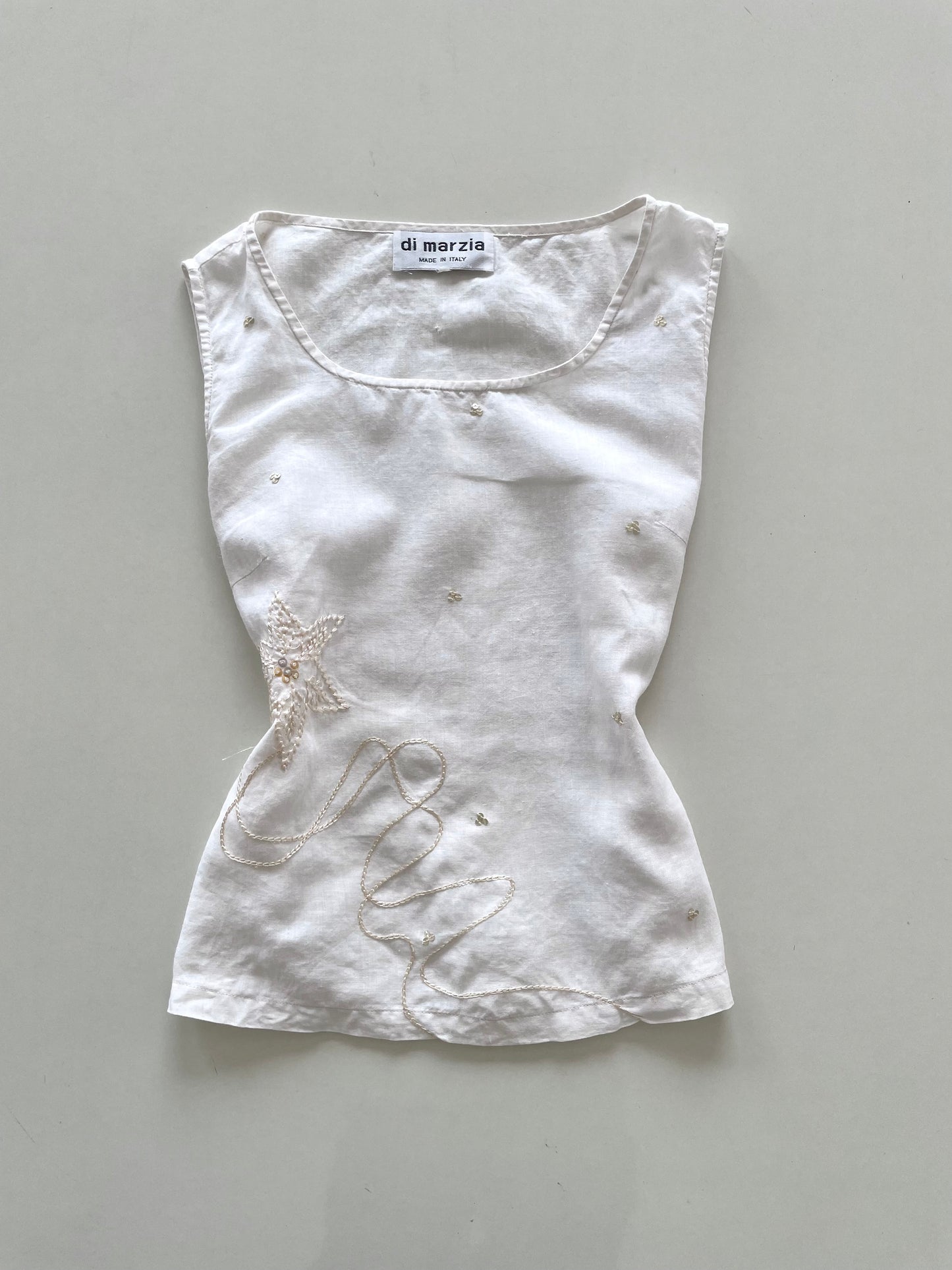Di Marzia Embroidered Sheer Vintage Top-Bust 38