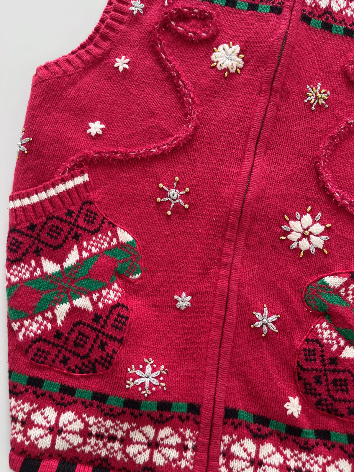 Studio Joy Vest Embroidered Christmas Sweater-Bust 46