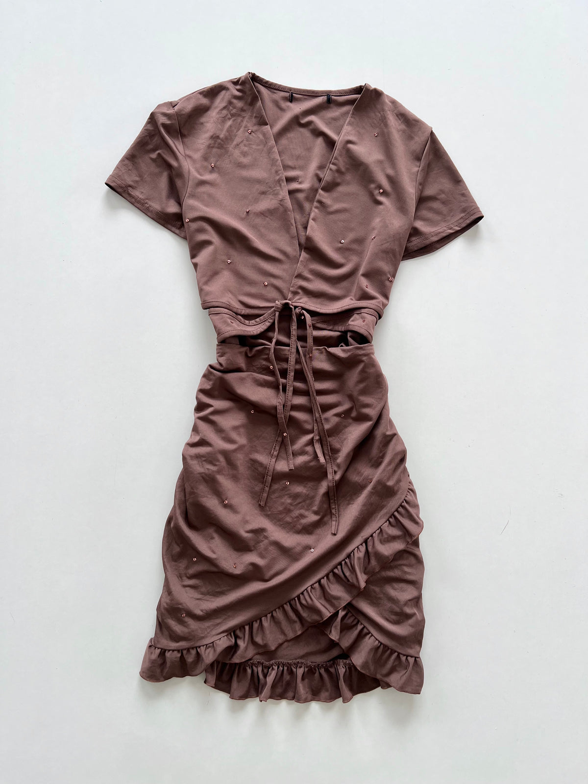 Brown Ruffle Dress-Bust 36