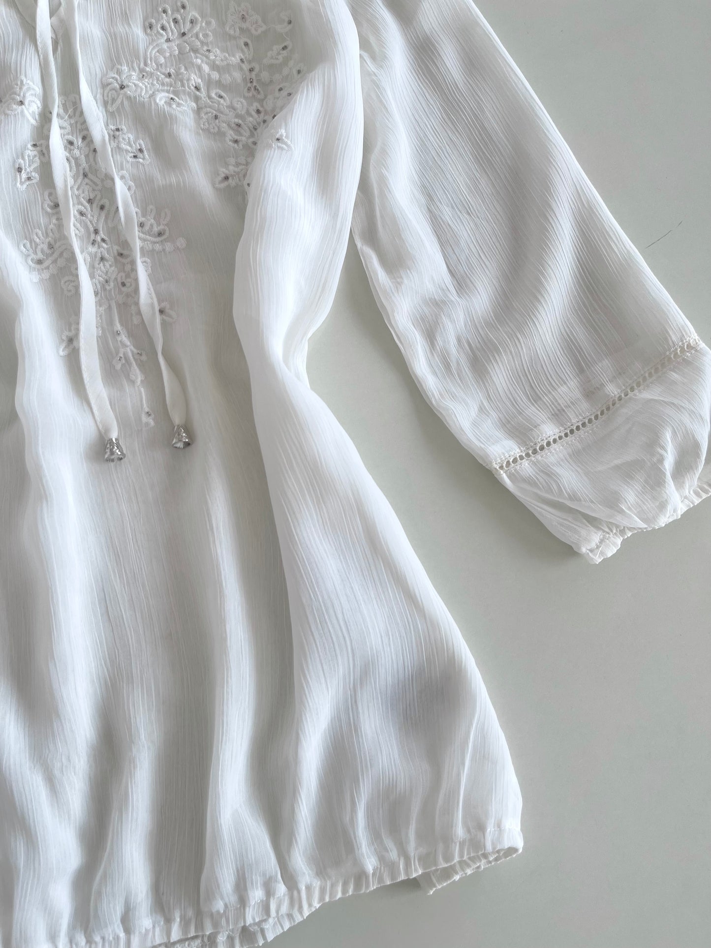 Janina Sheer Embroidered Top-Bust 38