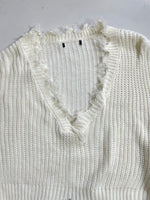 Load image into Gallery viewer, White Fringe Soft Baggy Sweater-Bust 46
