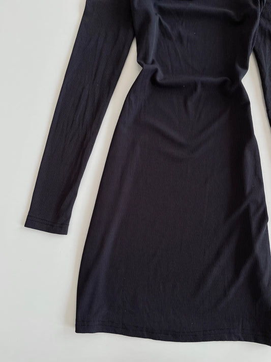 Ribbed Cutout Black Dress-Bust 32 to 34