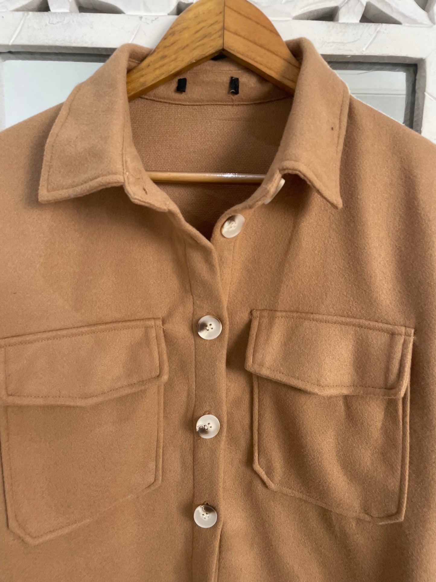 Tan Super Thick Warm Baggy Shacket-Chest 42