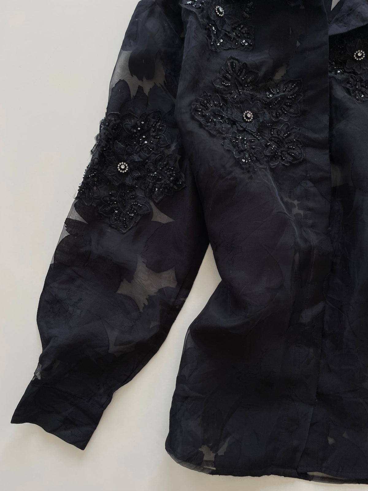 Vintage Embroidered Sheer Organza Shirt-Bust 44