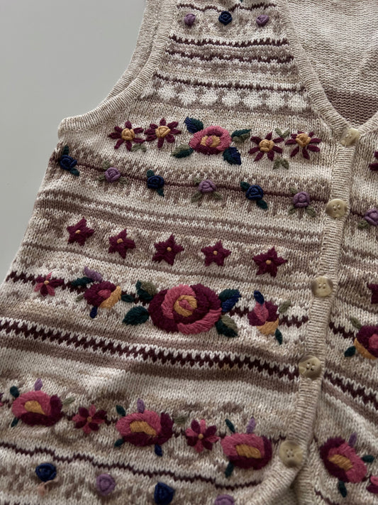 White Stag Embroidered Vest Sweater-Bust 38