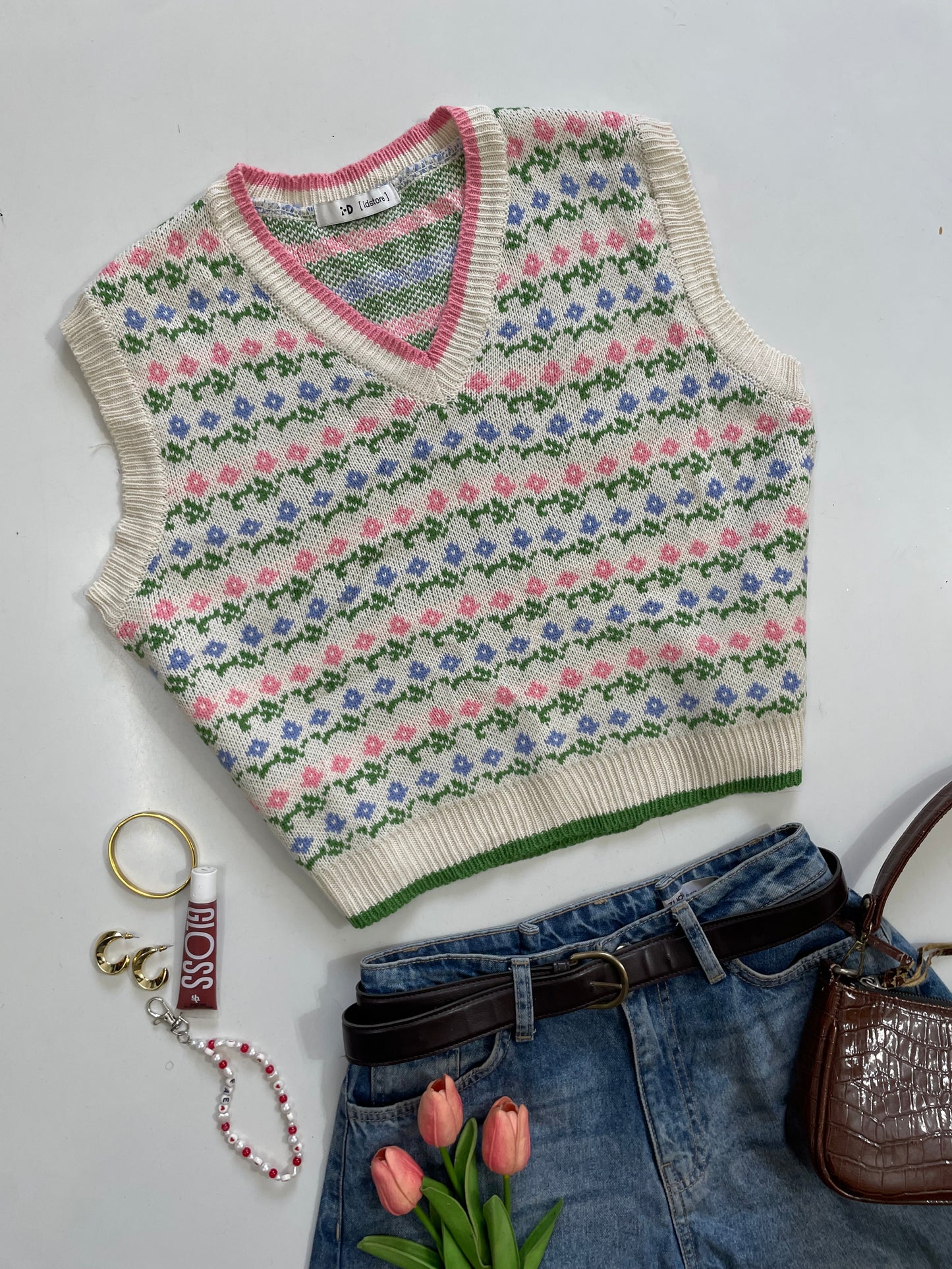 Pastel Soft Sweater Vest - Bust 38 to 40