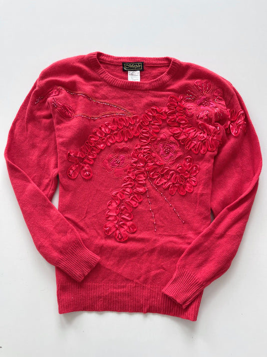 Maple Embroidered Vintage Sweater-Bust 40