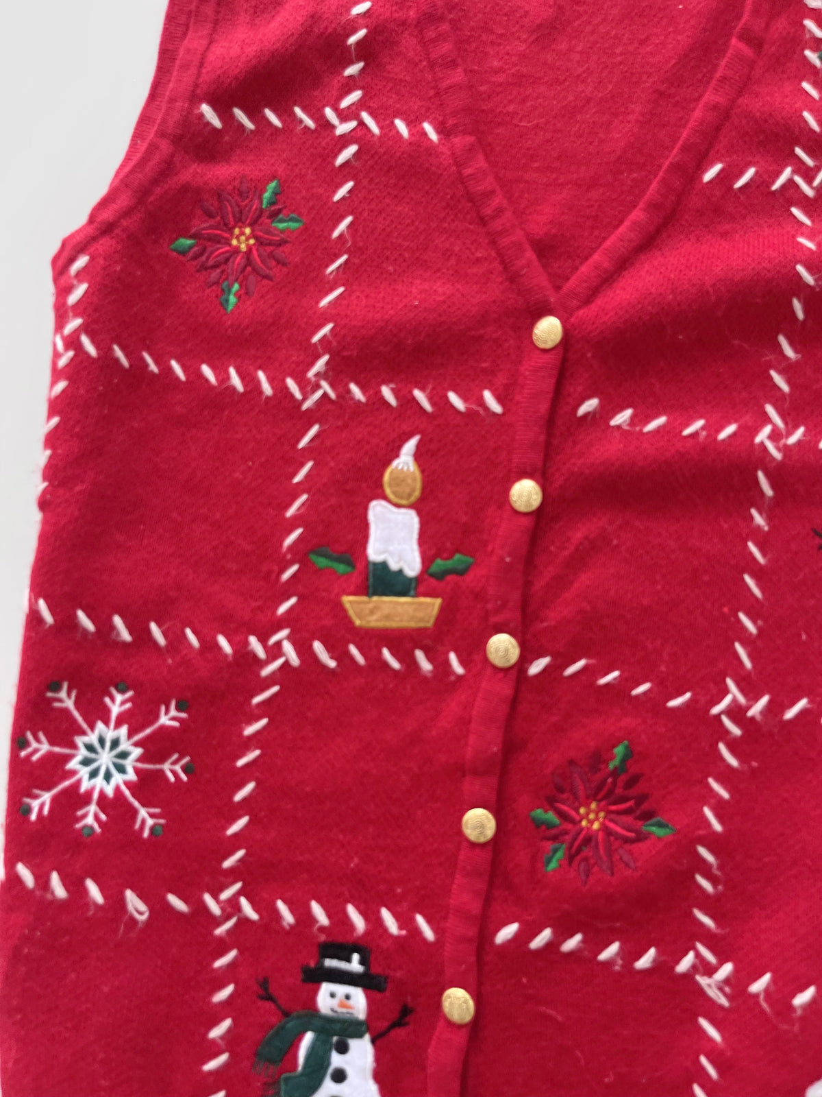 Croft&Barrow Christmas Embroidered Sweater Vest-Bust 36