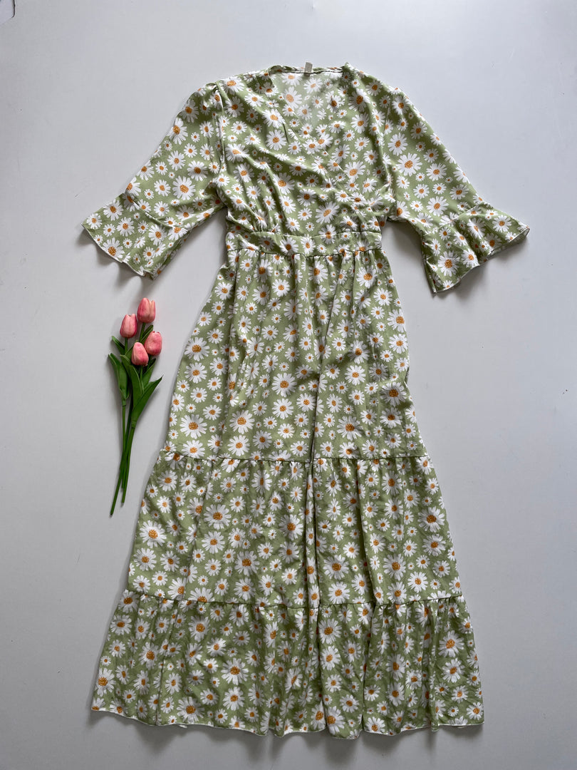 BABY GREEN FLORAL DRESS - BUST 36 TO 38