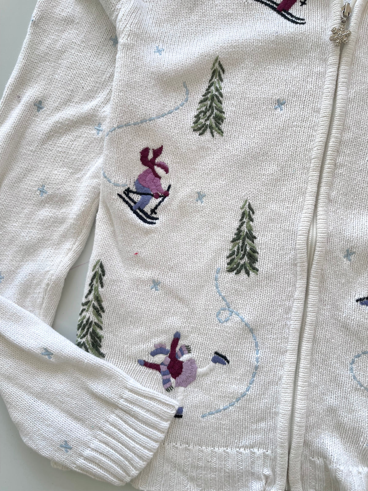 Fleldgear Christmas Embroidered Zipper Sweater-Bust 44