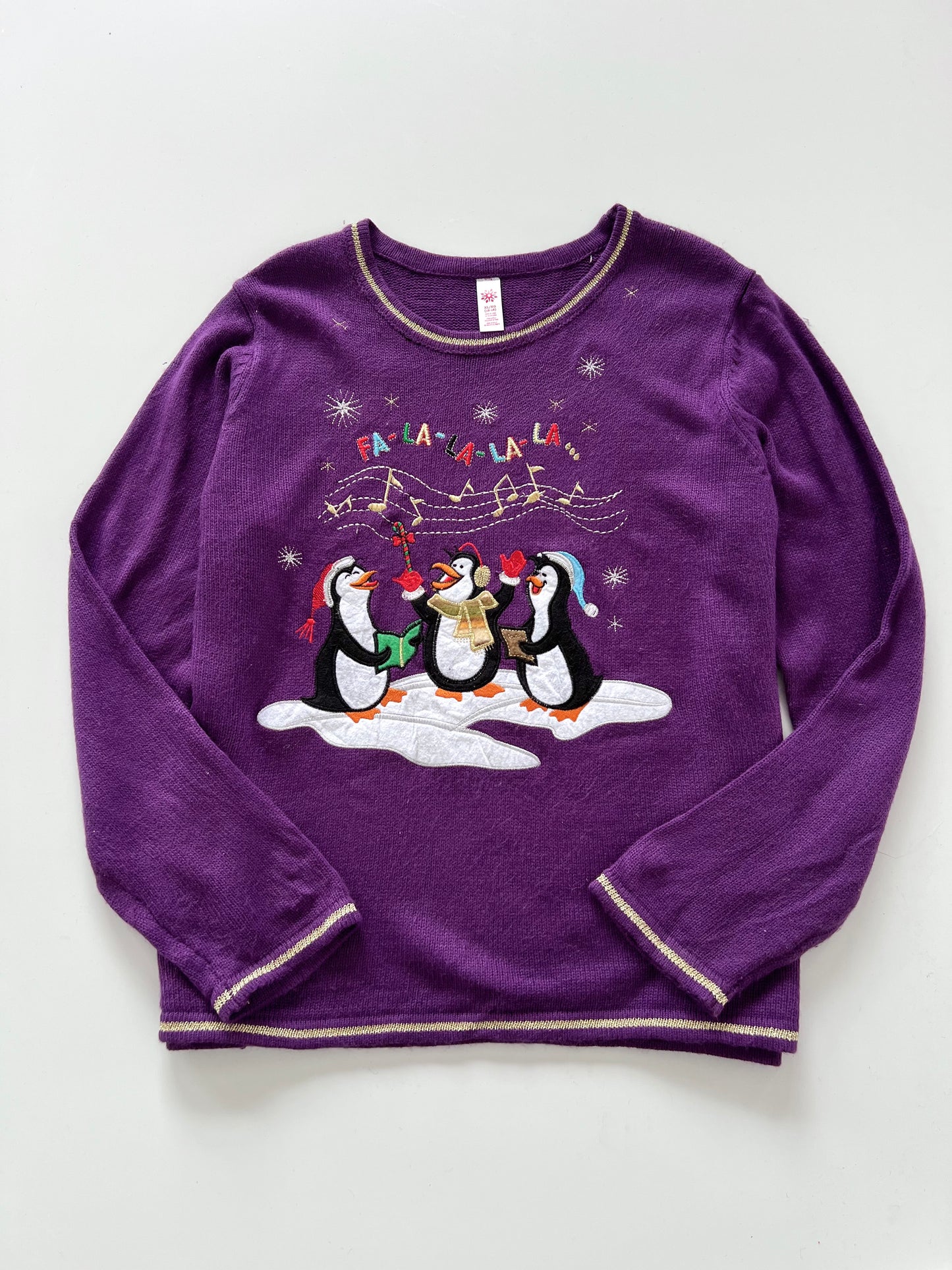 Purple Penguins Christmas Sweater-Bust 46