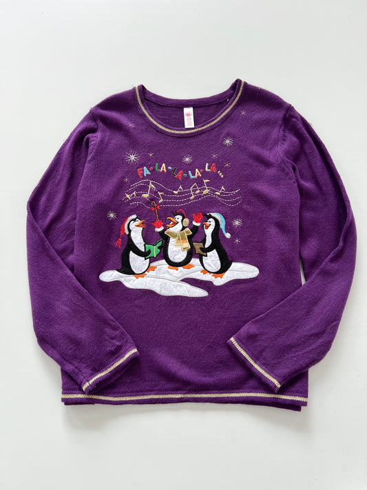 Purple Penguins Christmas Sweater-Bust 46