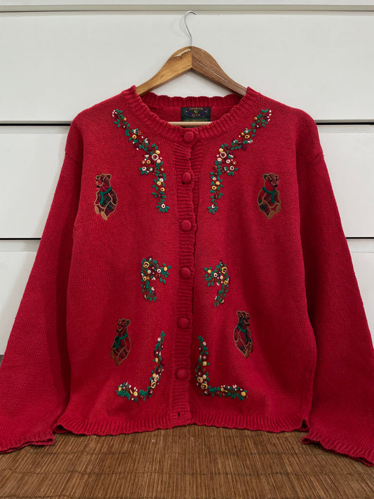 Charter Club Hand Embroidered Vintage Sweater-Bust 46