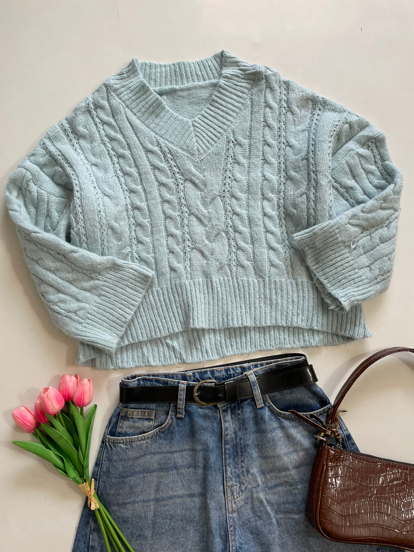 Baby Blue Soft Chunky Sweater-Bust 48