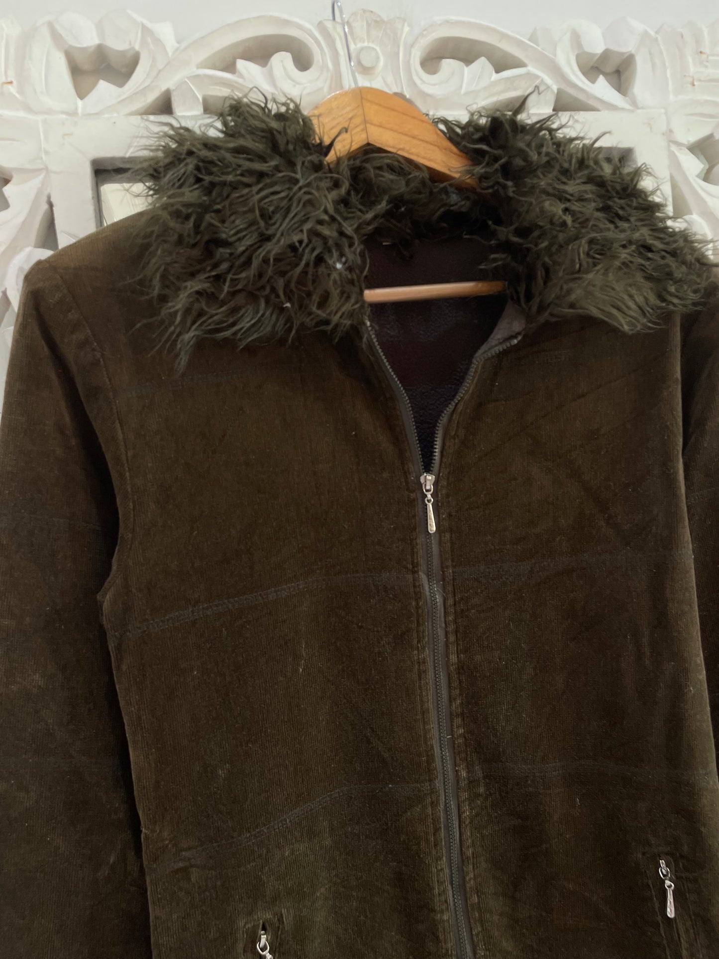 Vintage Fur Lined Corduroy Jacket-Bust 32