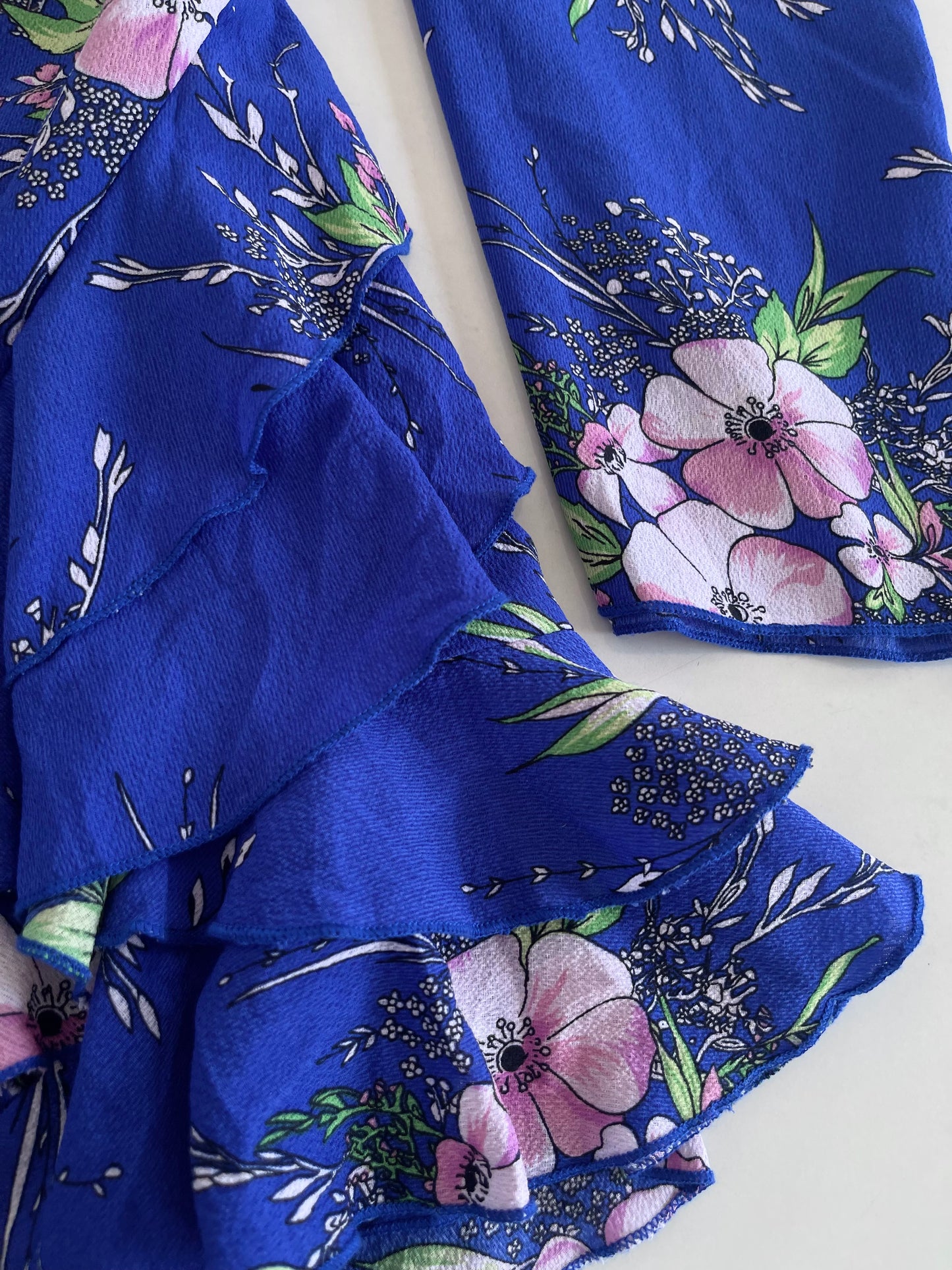 Blue Ruffle Dress-Bust 30 to 32