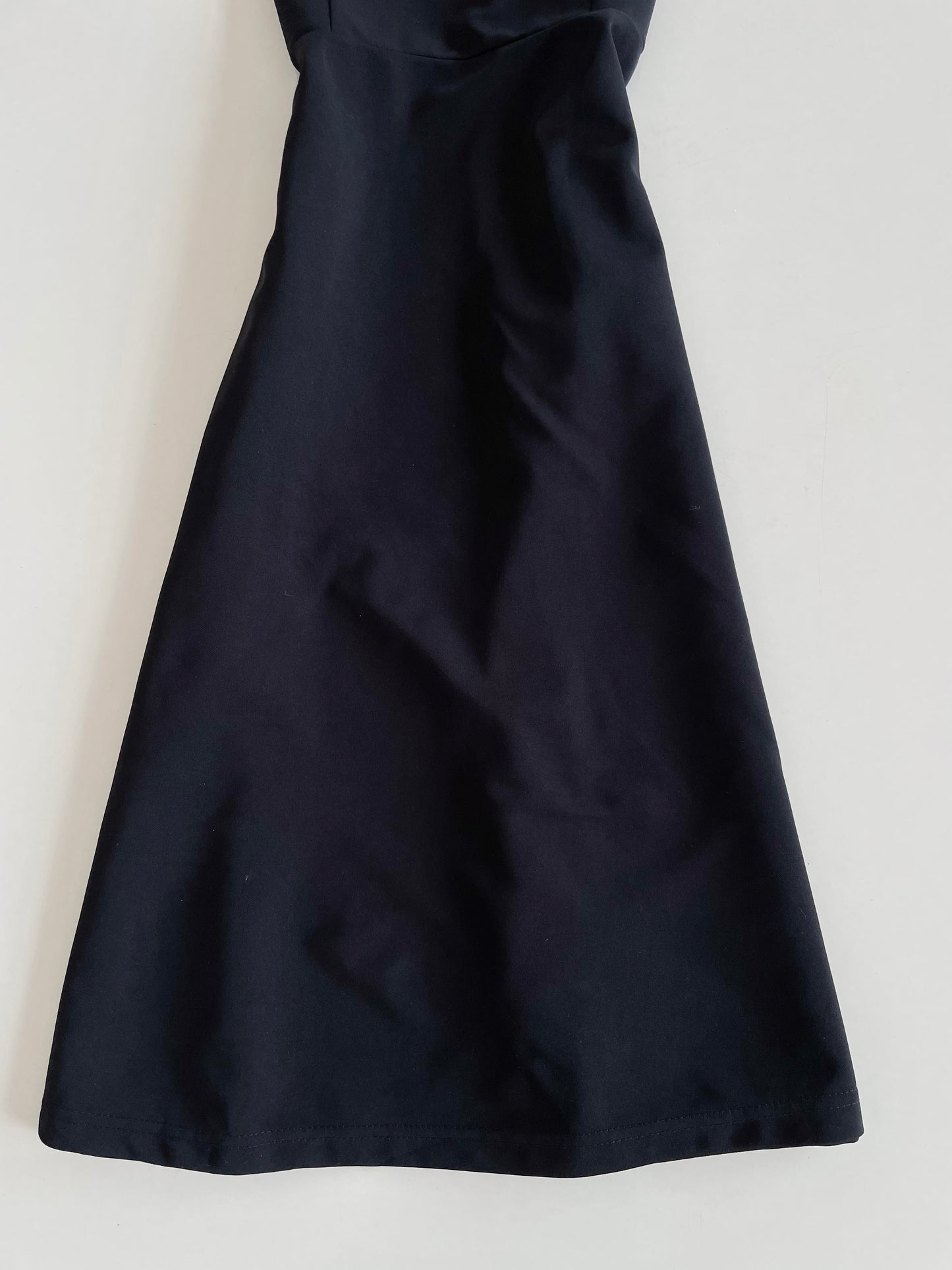 Square Neck Solid Black Dress -Bust 34