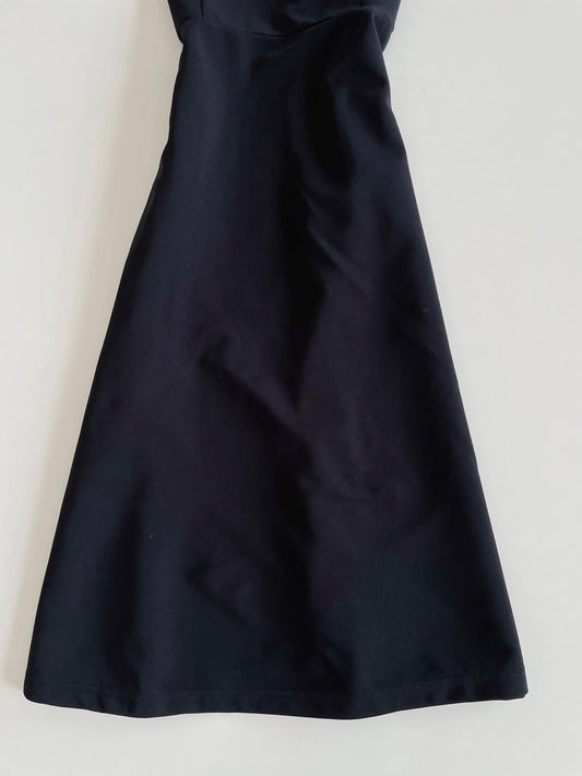 Square Neck Solid Black Dress -Bust 34