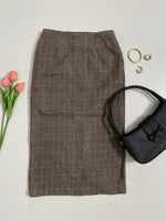 Load image into Gallery viewer, Plaid Warm Tweed Long Skirt - Waist 24
