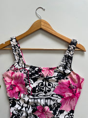 Y2K WHITE PRINTED SWIMSUIT- BUST 34 TO 36