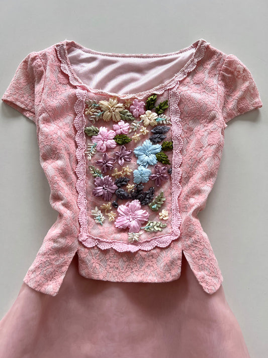 Vintage Embroidered Dress-Bust 34