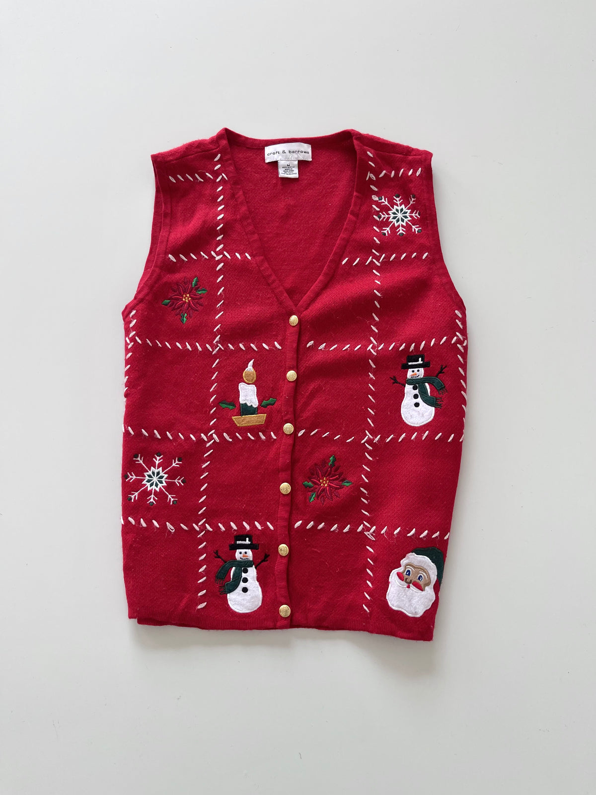 Croft&Barrow Christmas Embroidered Sweater Vest-Bust 36