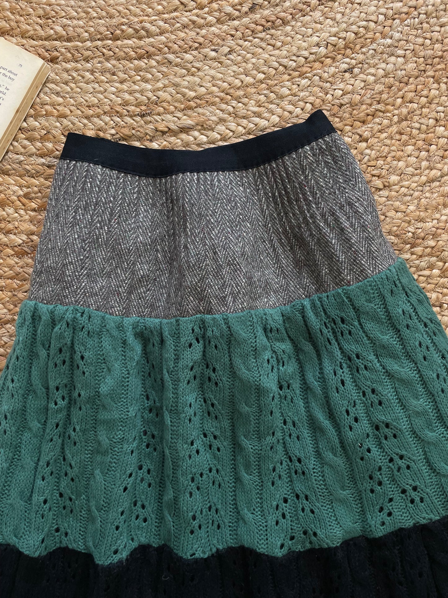 Vintage Crochet Knit Long Skirt - Waist 30 to 34