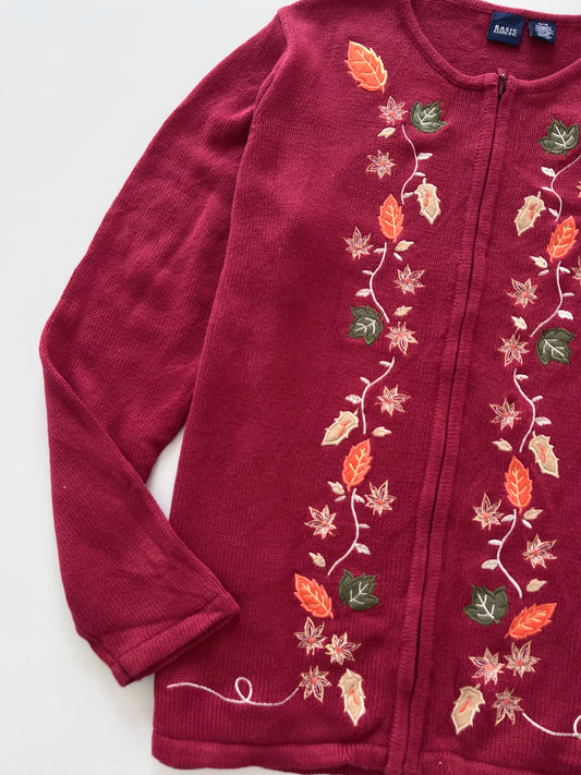 Basic Editions Embroidered Zipper Sweater-Bust 48